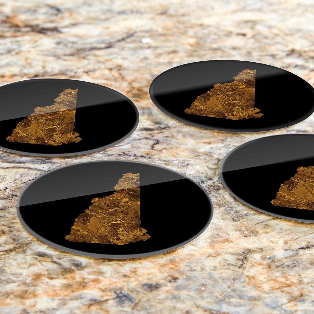 Joyride Home Decor Modern Copper New Hampshire, 4 posavasos de cristal, posavasos circulares de 4 pulgadas, juego de 4, parte trasera de corcho