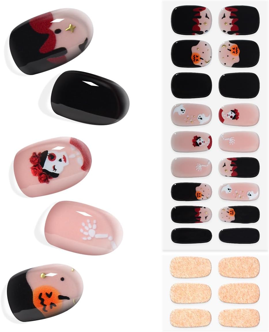 Calcomanías de uñas de gel semicuradas para Navidad, 24 unidades, de larga duración, calidad de salón, tiras de uñas de gel semicuradas UV para