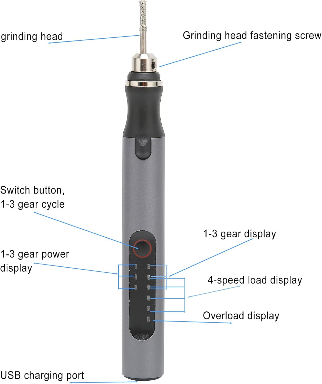 Herramienta grabadora portátil D1 para joyería de madera de metal, mini máquinas de grabado recargables inteligentes con 7 cabezales de molienda,