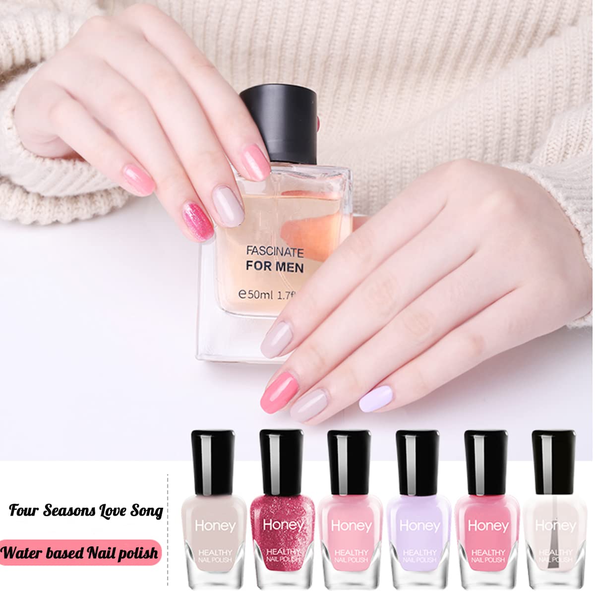 Juego de esmaltes de uñas no tóxicos, fácil de quitar y de secado rápido, juego de esmalte de uñas ecológico y orgánico a base de agua para mujeres,