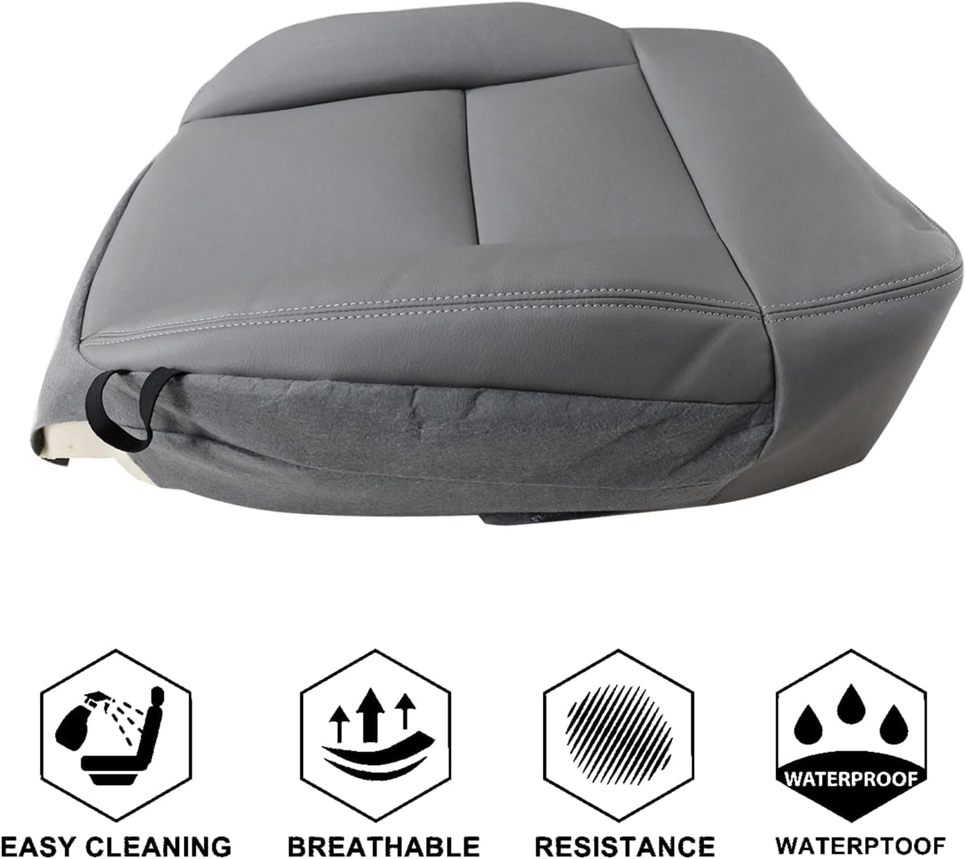 Funda de asiento de repuesto para parte inferior del conductor, piel de microfibra gris, compatible con Ford F150 Lariat 2004 2005 2006 2007 2008