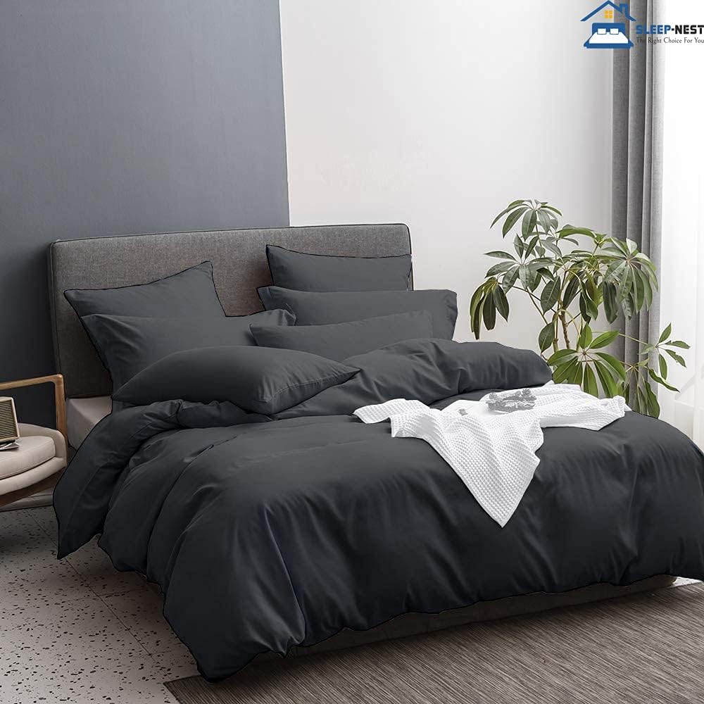 SLEEP-NEST Funda de edredón de 600 hilos tamaño King Plus de 120 x 128 pulgadas, lujosa funda de edredón de 1 pieza con cierre de cremallera oculto