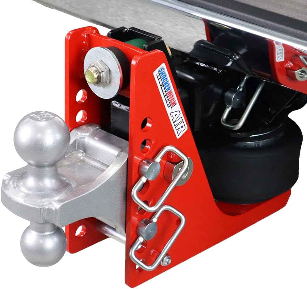 Enganche de aire Shocker con montaje combinado de bola (bolas de 2 pulgadas y 2-516 pulgadas), se adapta a enganche de 2 pulgadas – 12,000 libras
