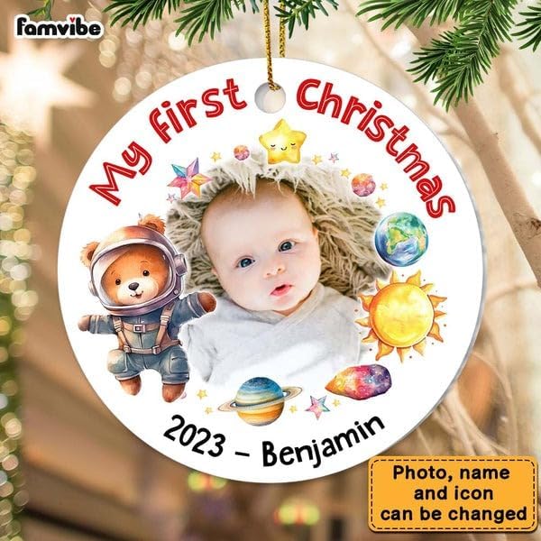 Adorno de la primera Navidad del bebé, adorno personalizado de primera Navidad 2023 para niño y niña, adorno de primera Navidad, adorno de cerámica