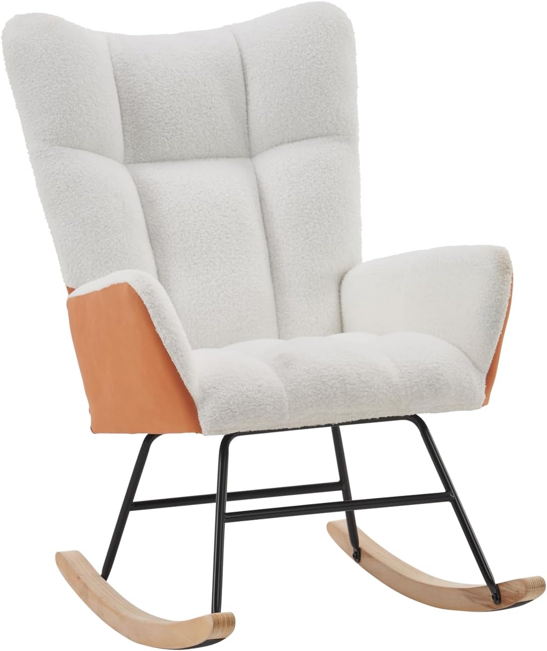 ONME Mecedora para guardería, moderna mecedora con respaldo alto, silla mecedora tapizada de peluche suave, cómoda silla para sala de estar,