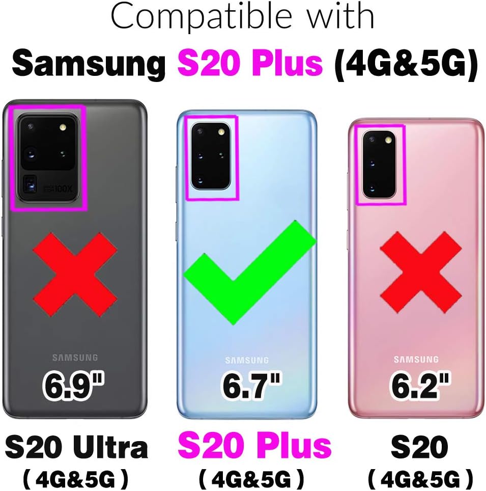 Asuwish Funda de teléfono para Samsung Galaxy S20 Plus S20+ 5G Funda tipo cartera con protector de pantalla de vidrio templado y tarjetero abatible,