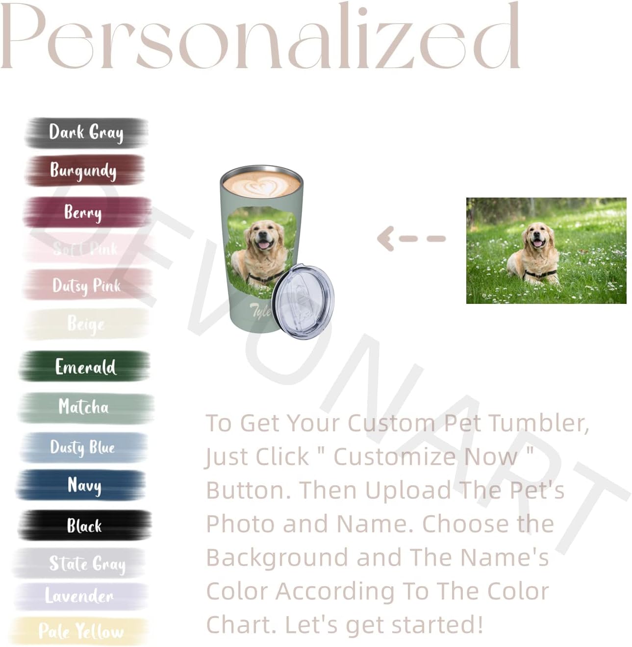 Vaso personalizado para mascotas, vaso personalizado de 20 onzas con foto y nombre de mascota, vaso personalizado para fotos de perros y gatos con