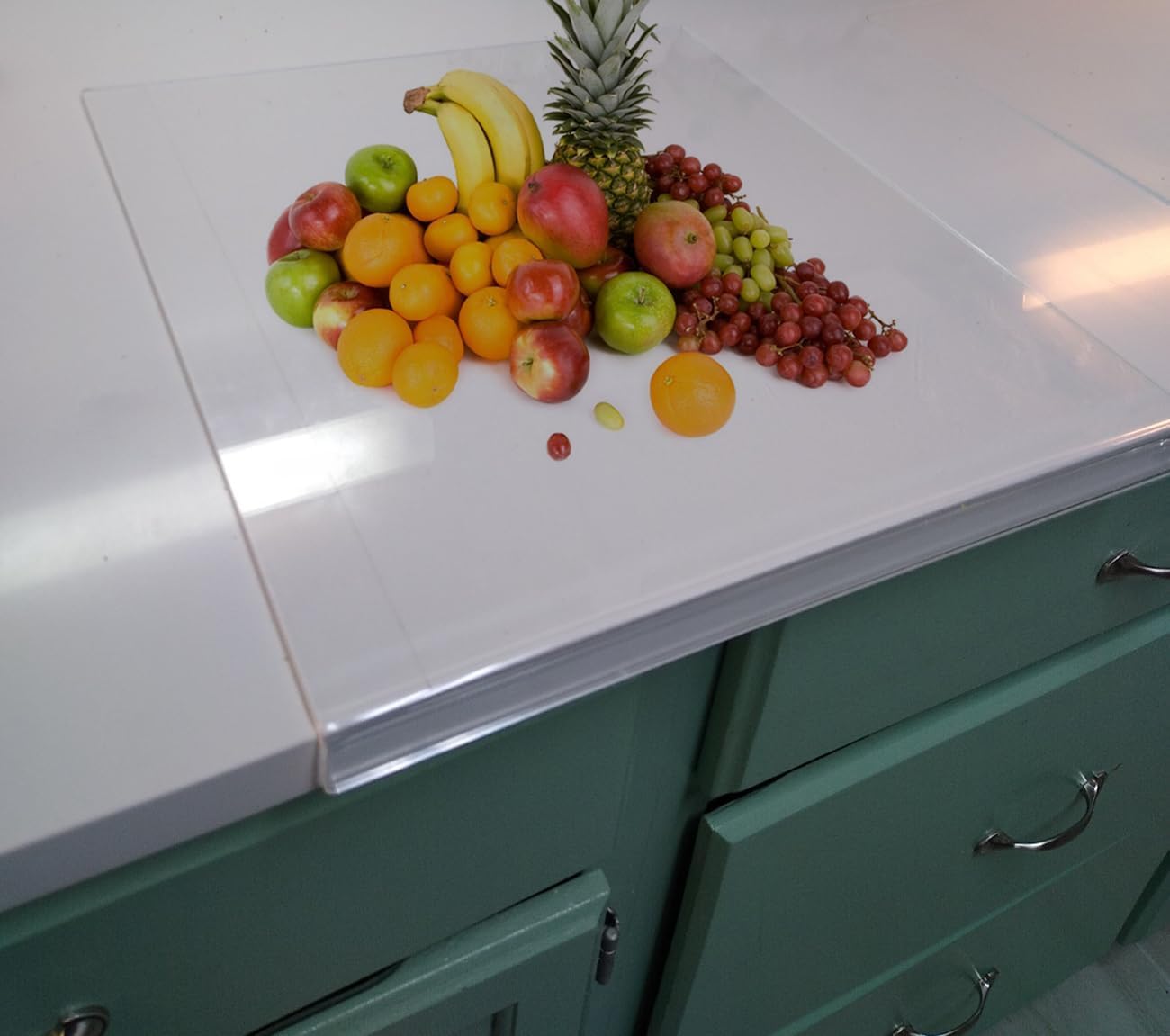 2 tablas de cortar acrílicas con borde de mostrador para encimera de cocina, tabla de cortar antideslizante transparente con borde de labio para