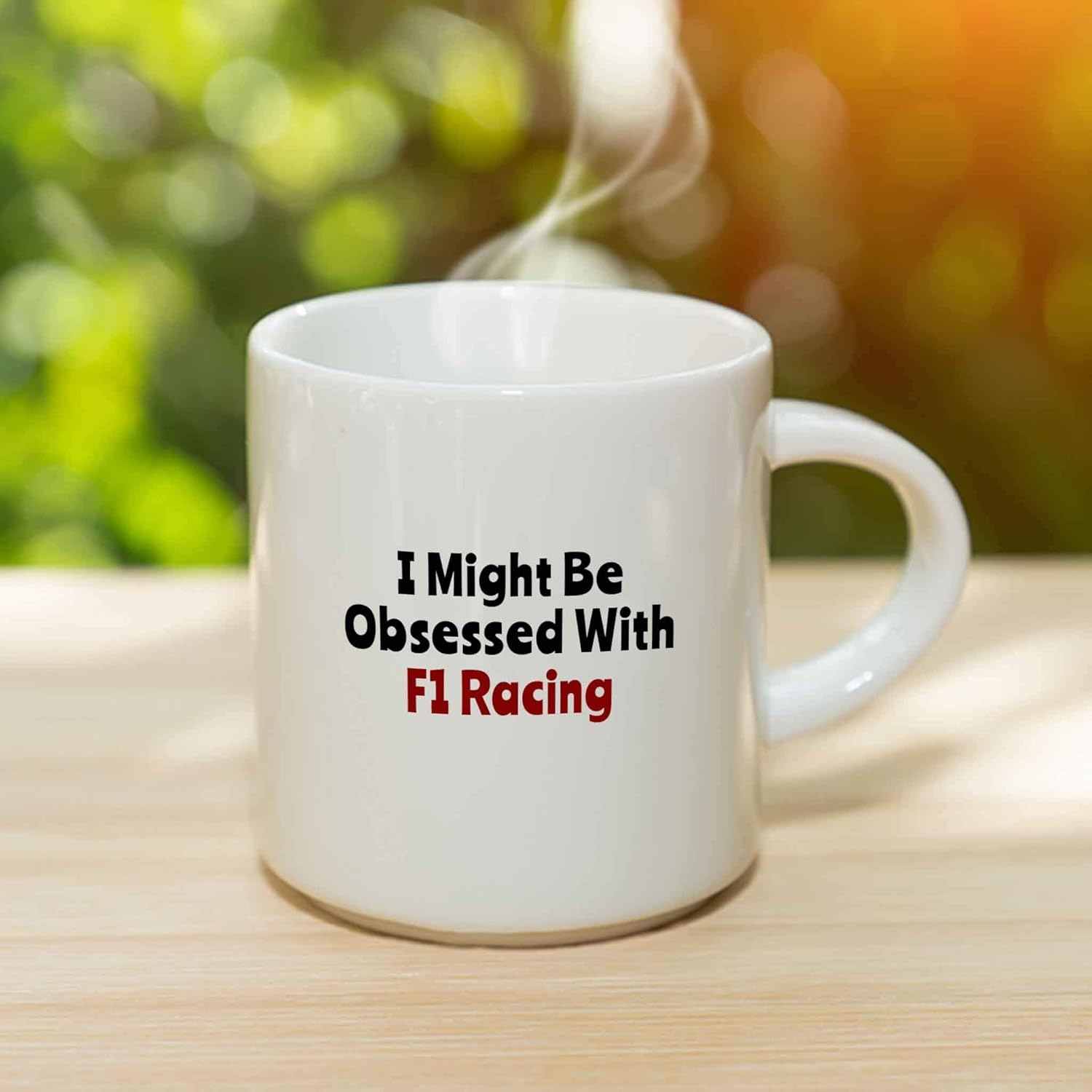 Taza de café con texto en inglés “I Might Be Obsessed With F1 Racing”, divertido regalo de carreras de autos de carreras, taza de cerámica, regalo
