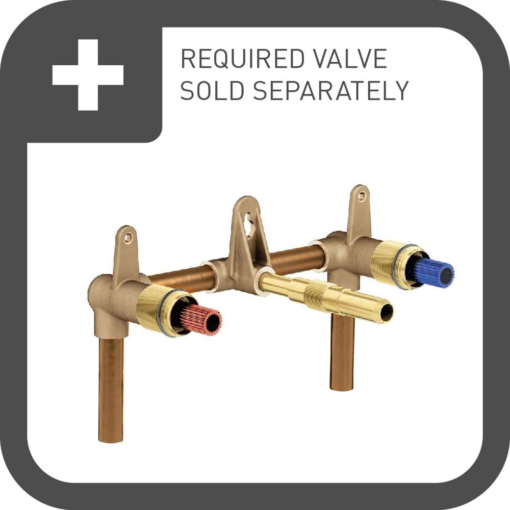 Moen T6906NL Voss – Grifo de baño con dos manijas para montaje en pared, requiere válvula, níquel pulido