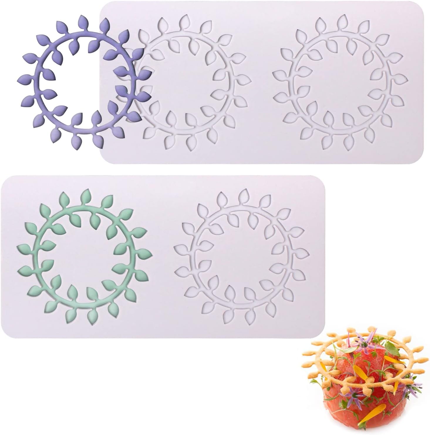 Moldes de silicona para decoración de postres de hojas huecas, moldes de encaje de fondant de hojas, alfombrilla de impresión de chocolate para