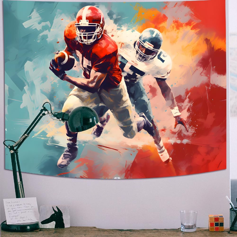 Maeaola Tapiz de fútbol americano, decoración de fútbol, tapiz elegante psicodélico para pared, cortina divisora de arte de pared, tapices junto al