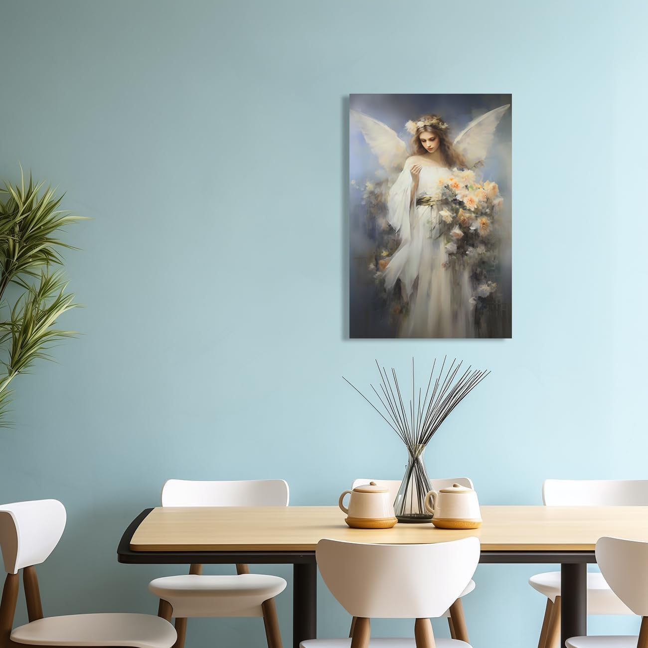 QIXIANG Imágenes de ángel para pared, lienzo abstracto de ángel con alas de ángel, impresiones vintage para decoración de oficina y hogar (12.00 x
