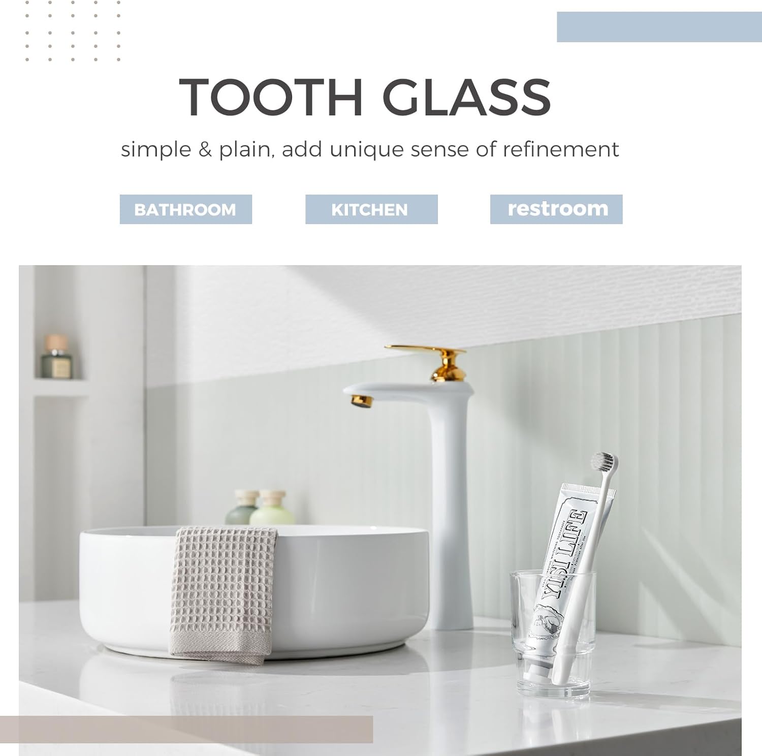 Taza de vidrio para baño, soporte transparente para cepillos de dientes y pasta de dientes, vaso para enjuague bucal