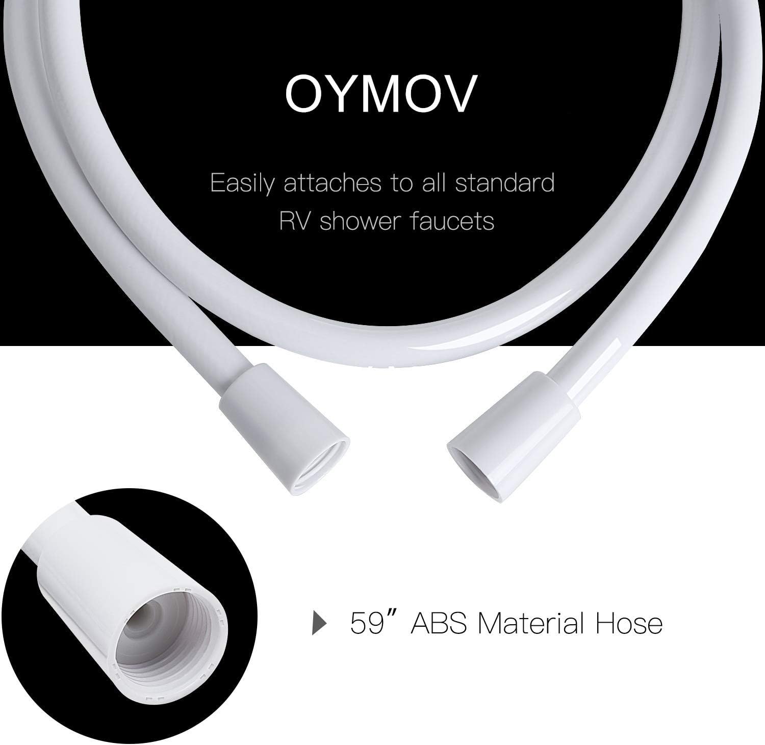 OYMOV Cabezal de ducha de RV con manguera, kit de ducha no metálico para exteriores con función de pausa para caravanas, quintas ruedas, casas