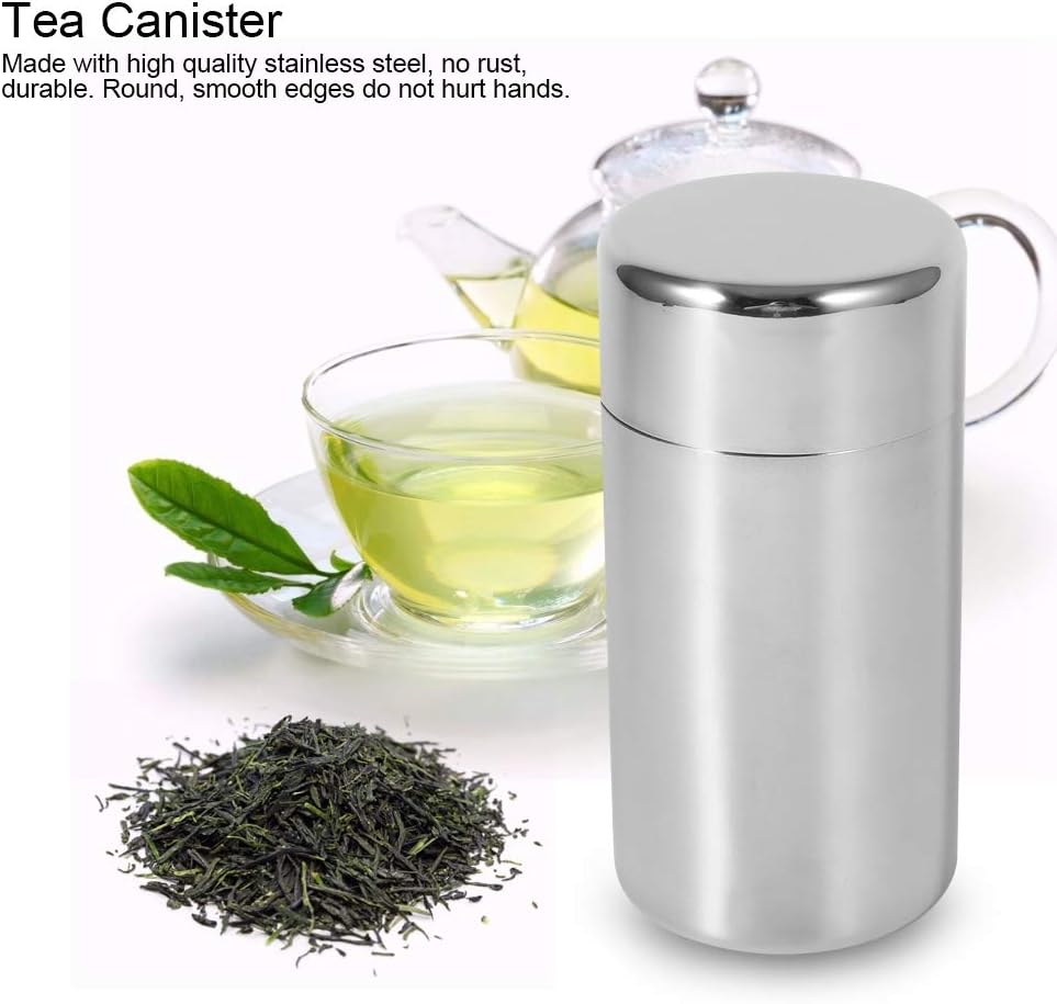 Recipiente pequeño de lata de té, recipiente de acero inoxidable para café y té, contenedor de almacenamiento de té de hojas sueltas, portátil con