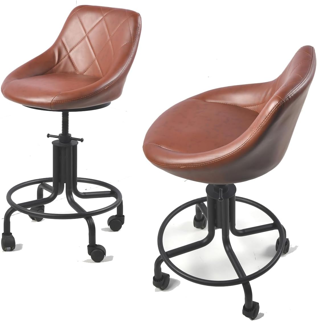 Topower American Antique Diseño Industrial Metal Altura Ajustable Cocina Comedor Desayuno Silla de estilo industrial Taburete de bar con ruedas,