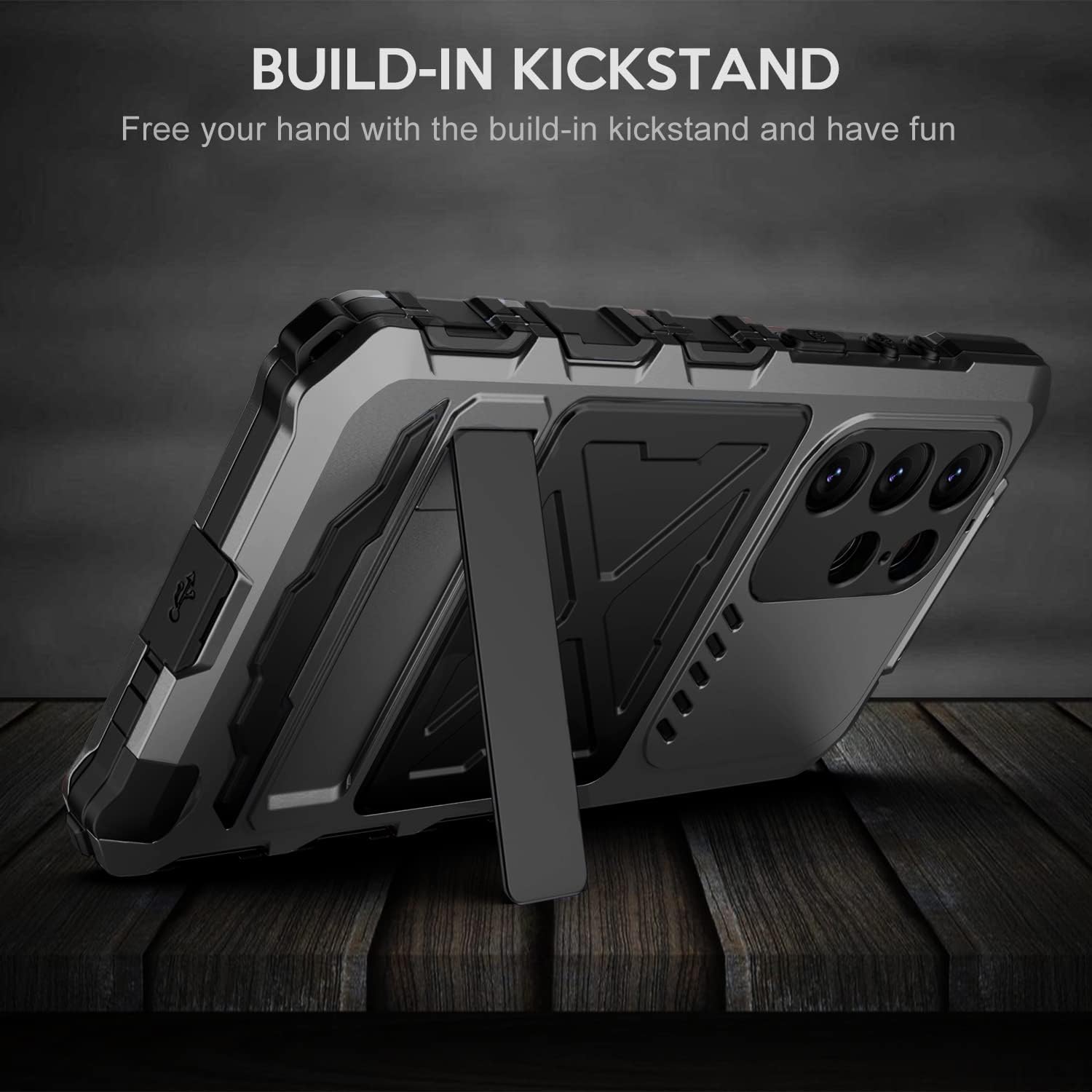 Simicoo Funda de silicona resistente para Samsung S23 Ultra Metal Bumper Militar Resistente Armor Defender Samsung S23 Ultra Funda de metal con