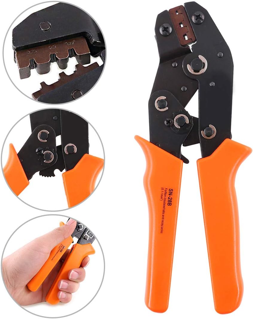 Glarks SN-28B Terminal Profesional Pin Herramienta de prensado para 0.100 in 0.156 in 28-18AWG 0.1-1.0mm2