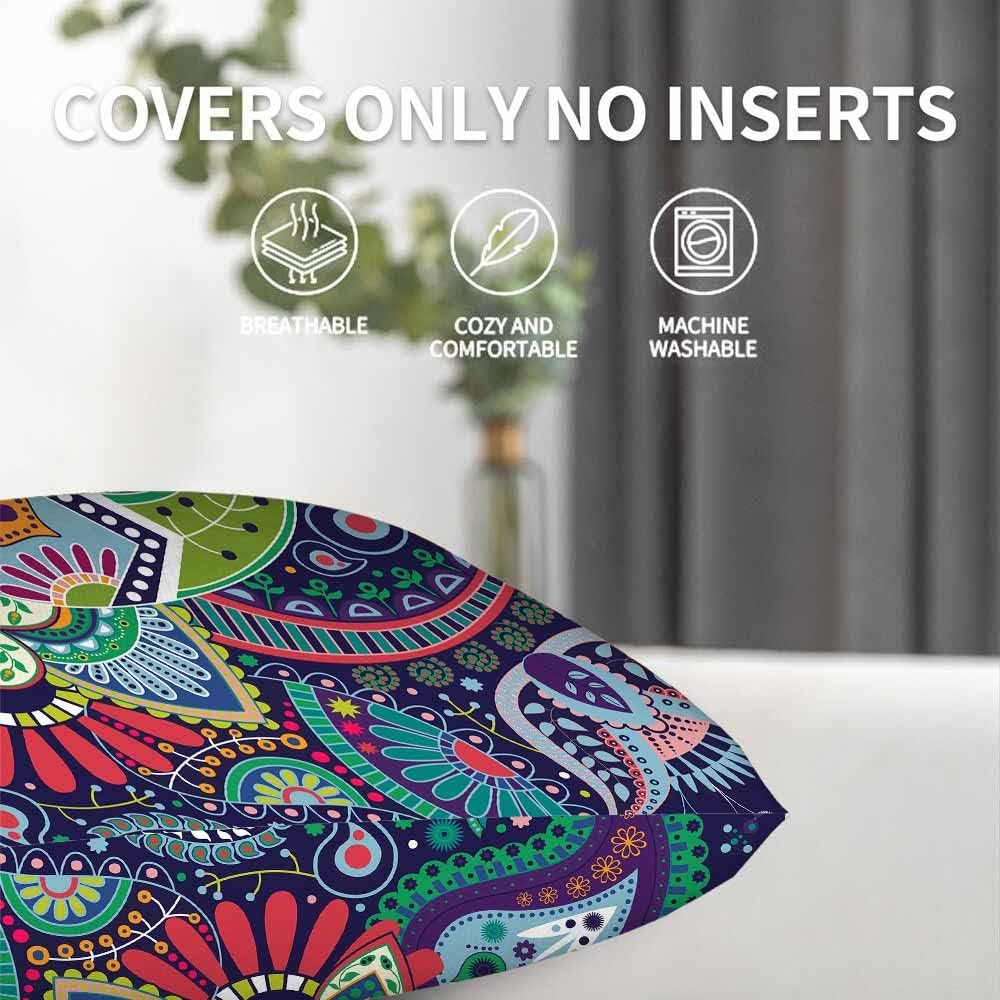 WONDERTIFY Juego de 2 fundas de almohada con diseño de estampado de cachemira con diseño de mandala, bohemio, damasco, remolinos florales, lágrima,