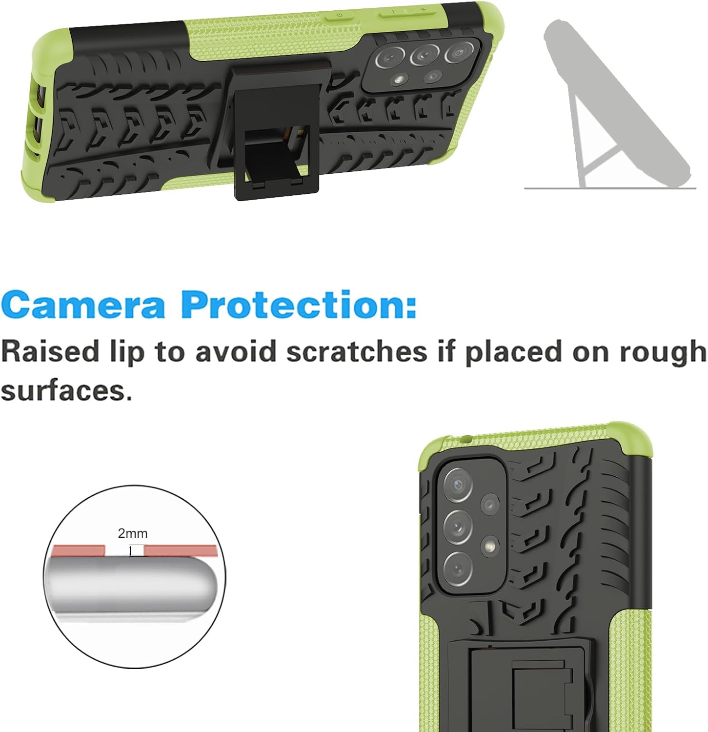 Asuwish Funda de teléfono para Samsung Galaxy A73 5G con protector de pantalla de vidrio templado y soporte delgado, funda protectora híbrida