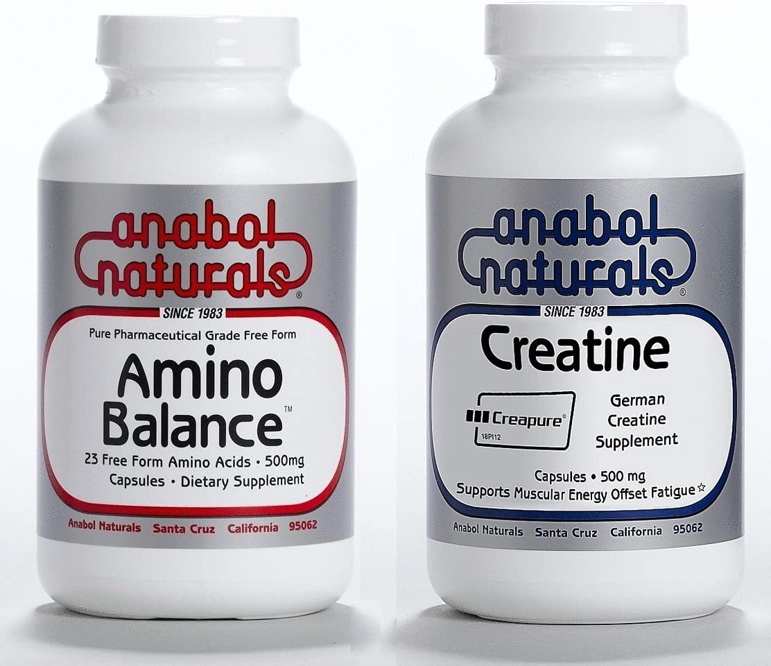Anabol Naturals Pila de energía Amino Balance 120 cápsulas y Creapure Creatine 120 caps