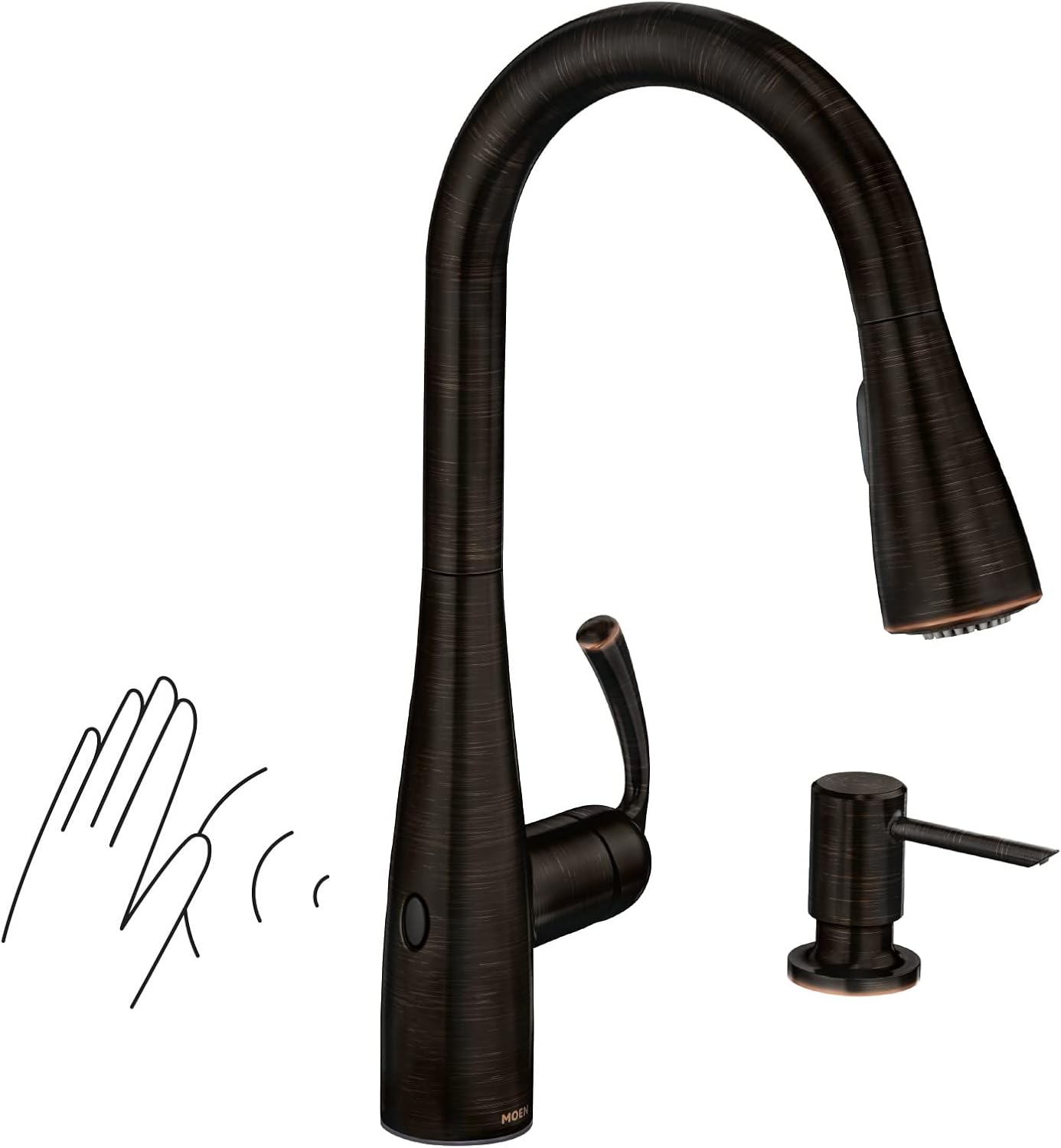 Moen Essie 87014EWBRB – Grifo de cocina desplegable de una manija, en bronce mediterráneo