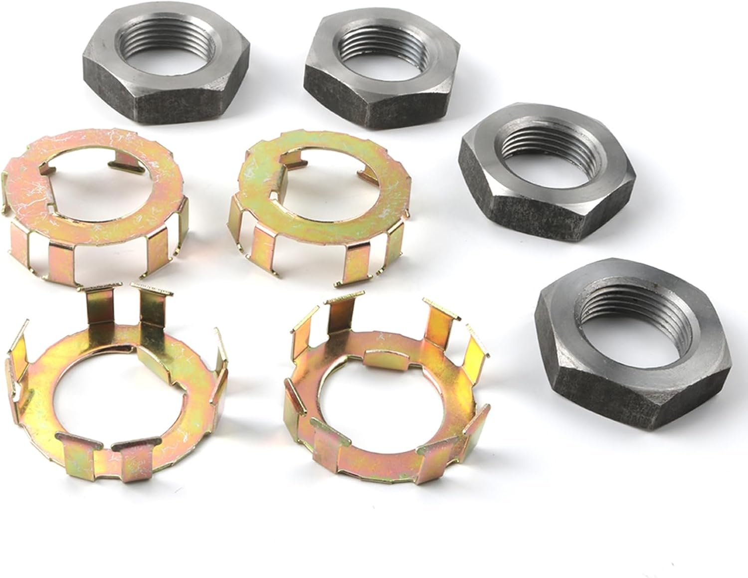 Camotokiit Nuevo Retenedor de tuerca de husillo de rueda de remolque para 2 a 8K Dexter 6-190 6-191, 4 tuercas y 4 retenedores