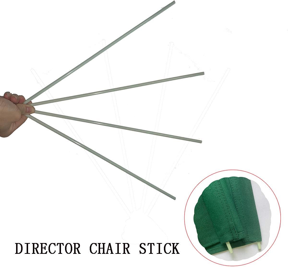 Palillo de fibra de vidrio de repuesto para sillas de director, reemplazo duradero (2 pares de palos de silla de director)