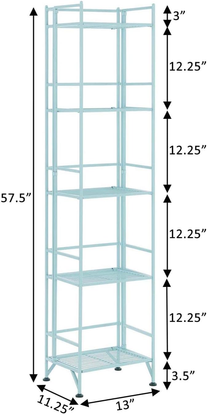 Convenience Concepts Xtra Storage Shelves – 5-Tier Folding Metal Shelving, Modern Shelves for Storage and Display in Living Room, Bathroom, Office,