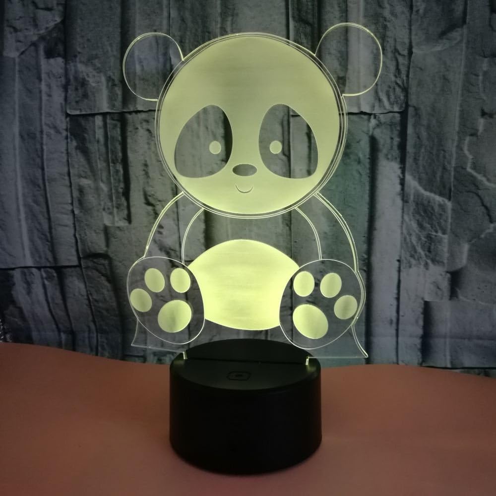 Lámpara de ilusión de luz nocturna de panda 3D, 716, cambio de color, lámpara LED, interruptor táctil alimentado por USB, control remoto, regalo de