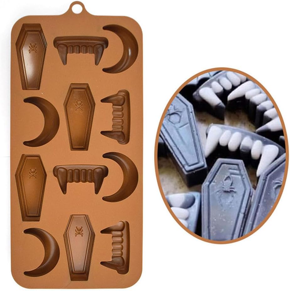 Molde de silicona con forma de calavera de Halloween, murciélago, bruja, fantasma, bandeja de molde de calabaza, cabeza de calavera, gato,
