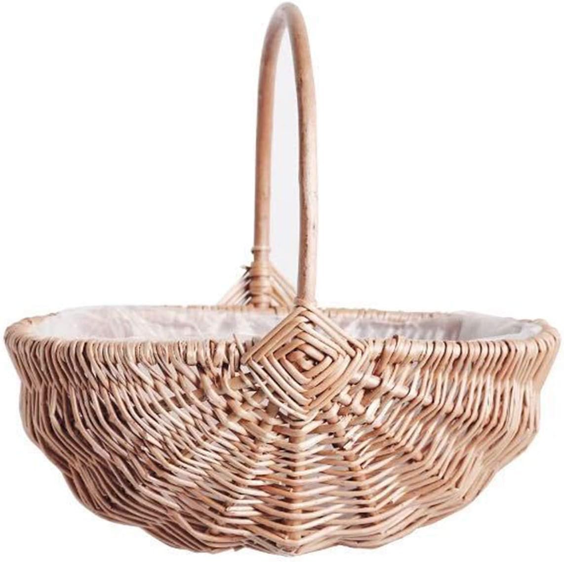 SLDHFE Cesta de flores tejida a mano con forma ovalada de ratán con asa e inserto de plástico, cestas de almacenamiento decorativas para decoración