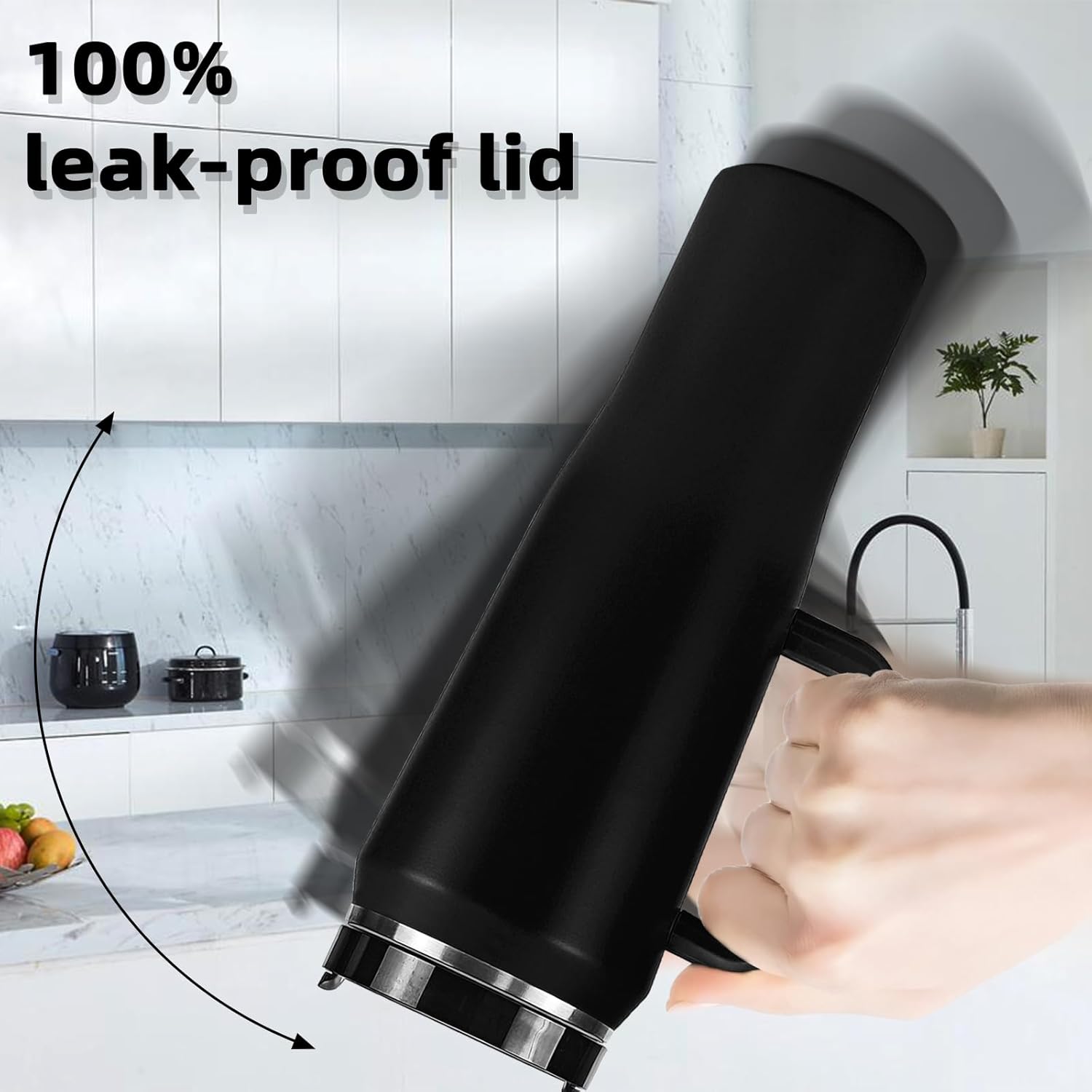 Vaso con asa y pajita, acero inoxidable de 50 onzas, doble pared aislada al vacío, taza de viaje con tapa de dos tornillos y posavasos de silicona,