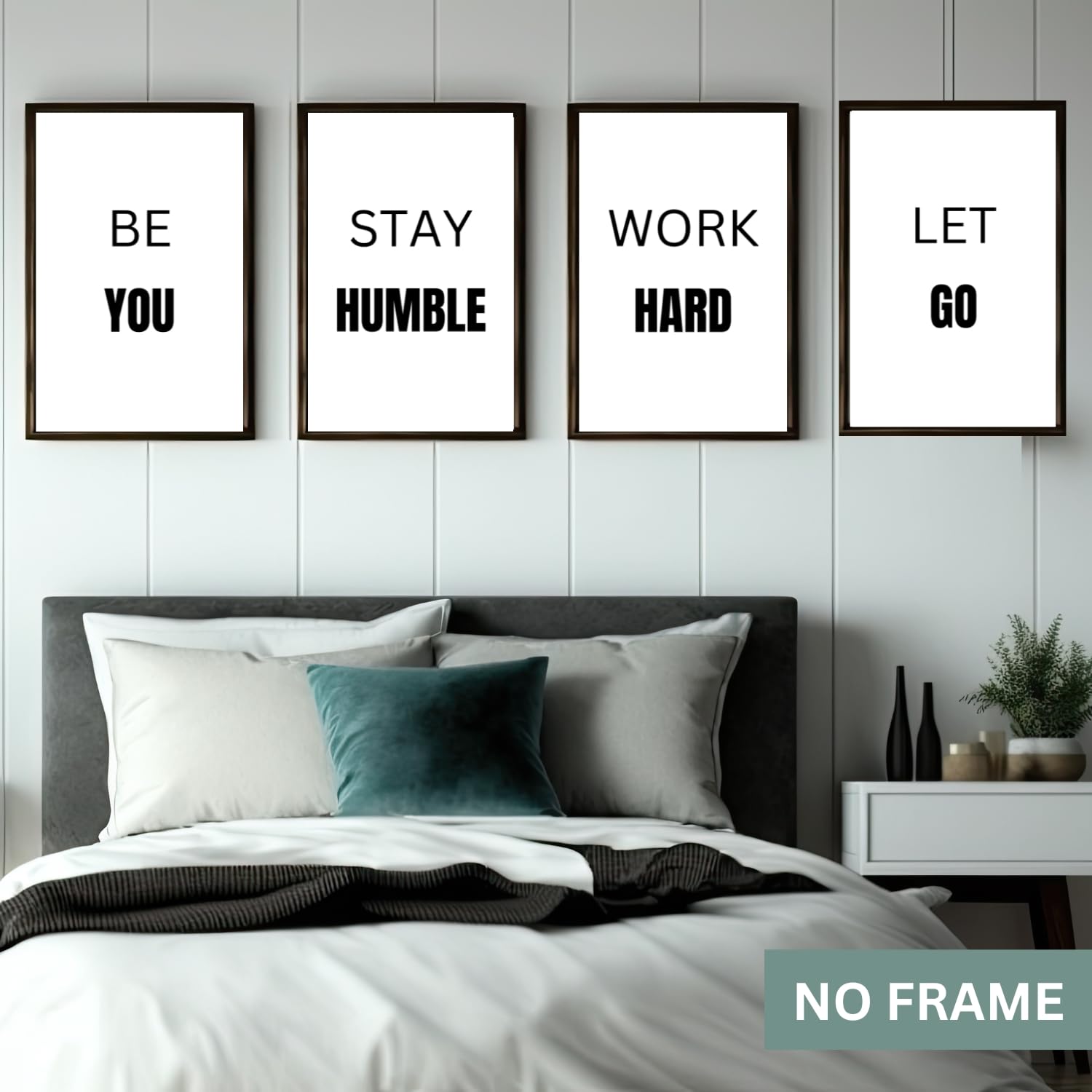 Inspirational Quote Art Painting, Work Hard, Dream Big, Stay Humble, Be You Art Print Set of 6 – Motivational Phrases Posters for Office or Living