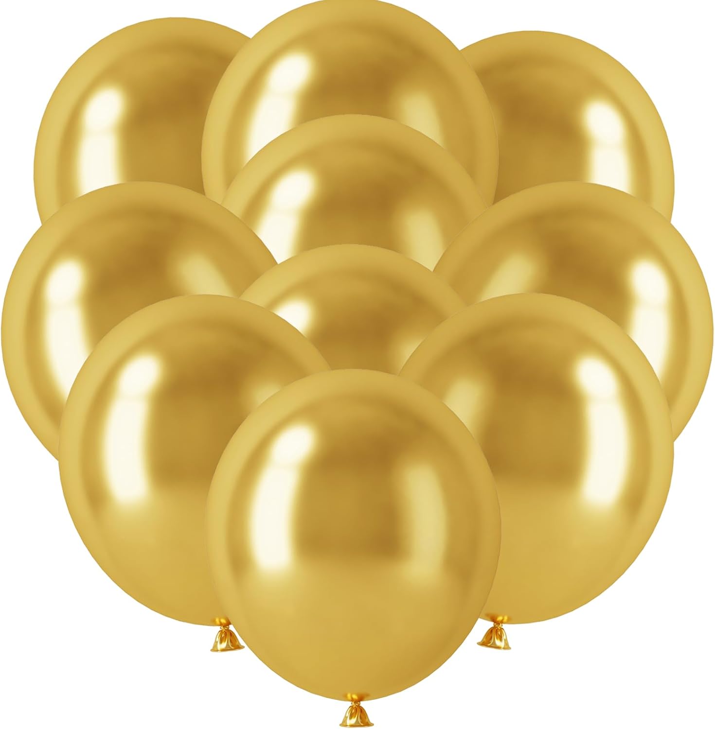 RUBFAC 20 globos de fiesta dorados metálicos, globos de látex dorado cromado de 18 pulgadas para boda, compromiso, baby shower, graduación,