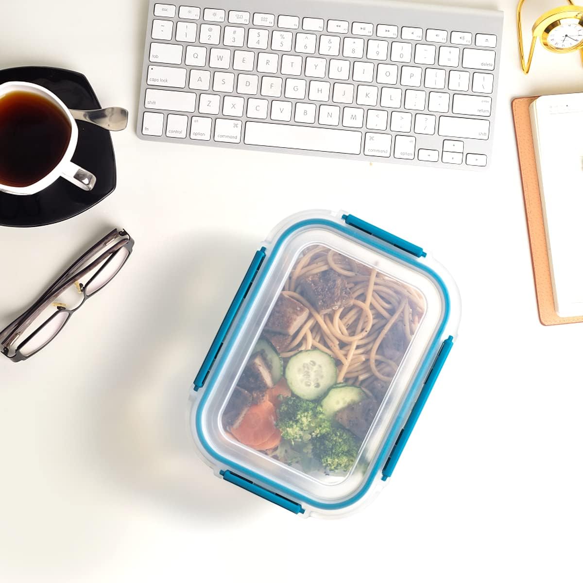 Recipientes de vidrio para almacenamiento de alimentos con tapas, recipientes de vidrio para preparación de comidas para almuerzo, despensa,