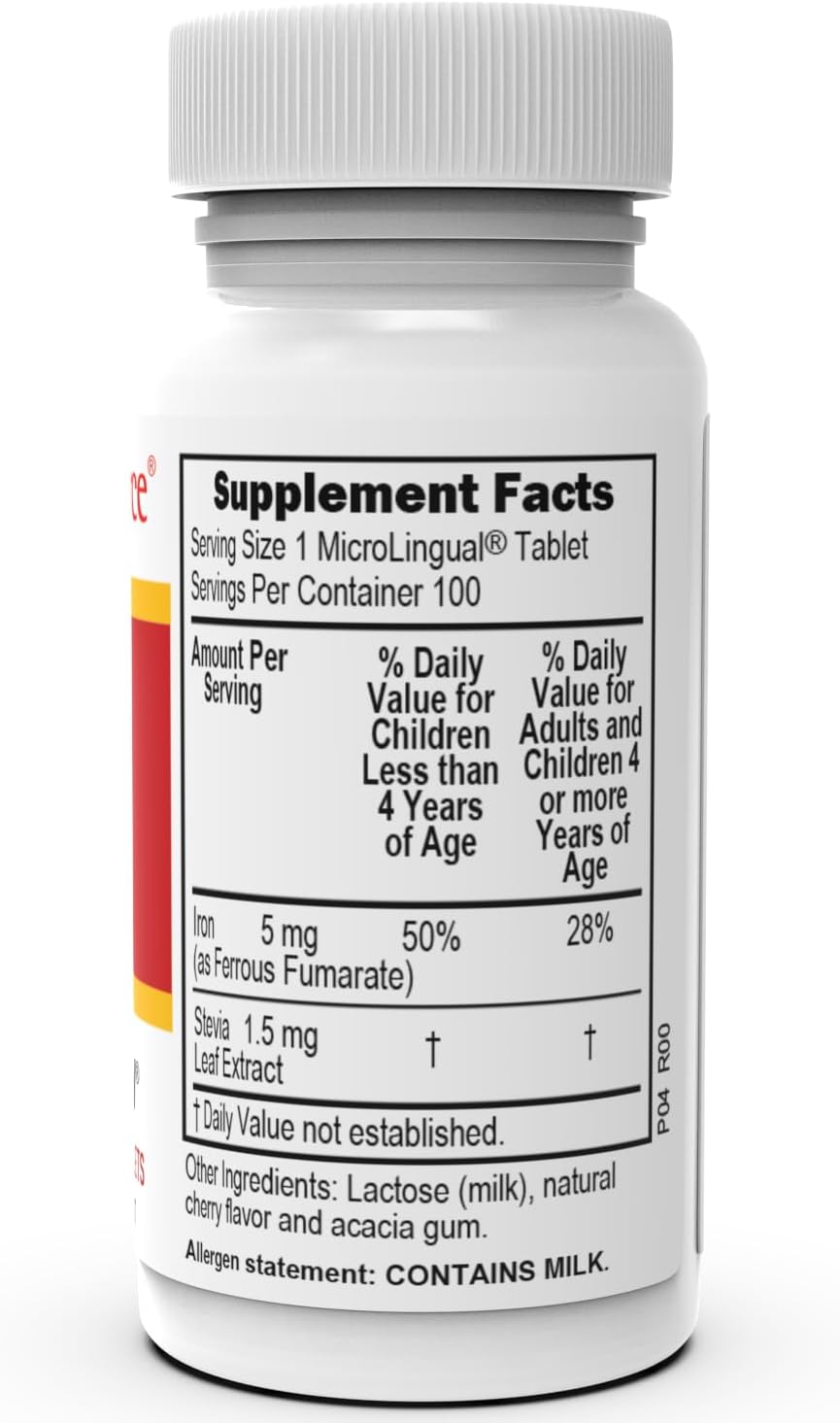 Superior Source Hierro infantil de 5 mg, fumarato ferroso, tabletas microlingües de disolución rápida debajo de la lengua, 100 unidades, de fácil