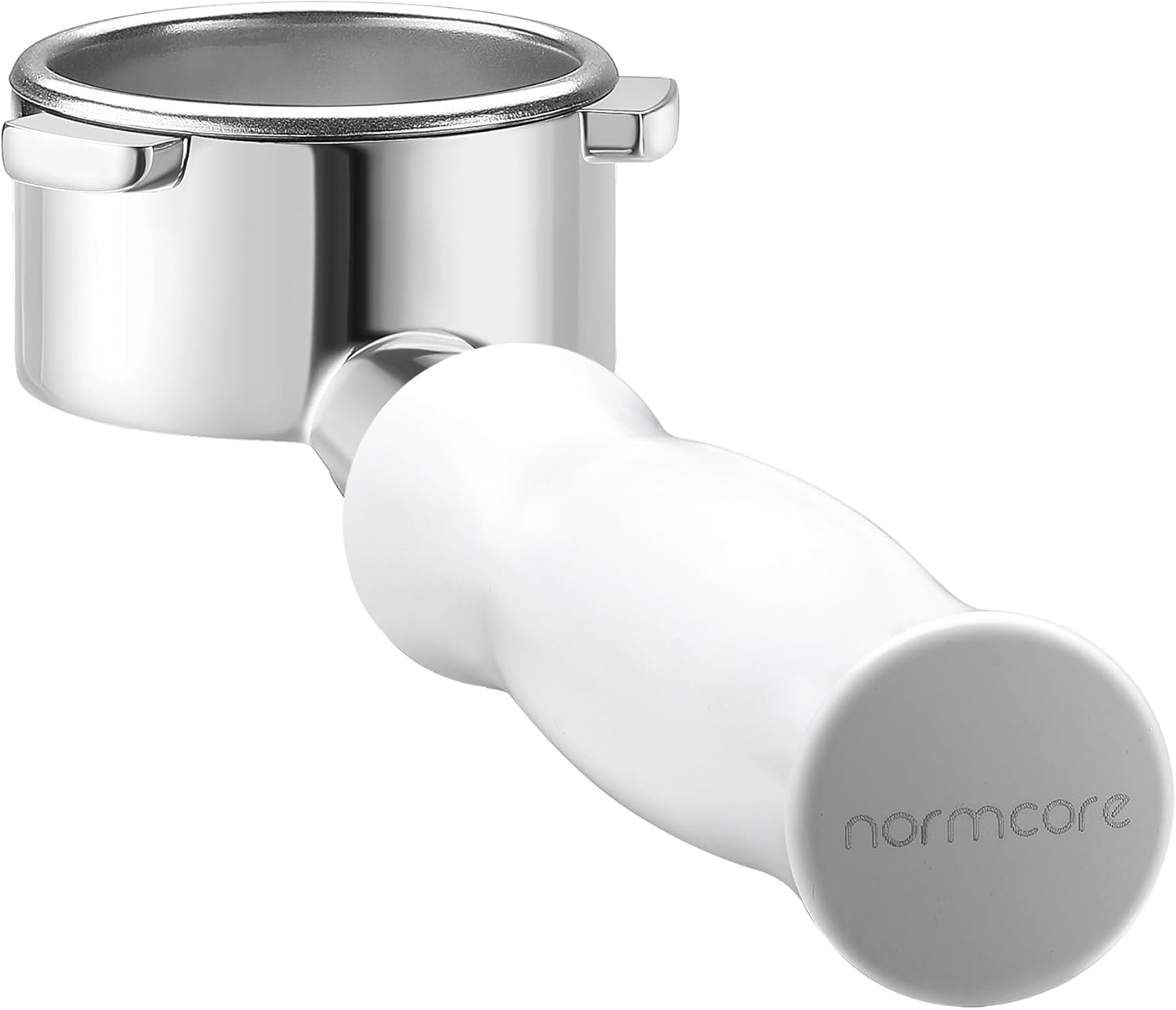 Normcore Portafiltro sin fondo de 2.126 in – Portafiltro desnudo sin fondo – Revestimiento antiadherente blanco – Cesta de filtro incluida –