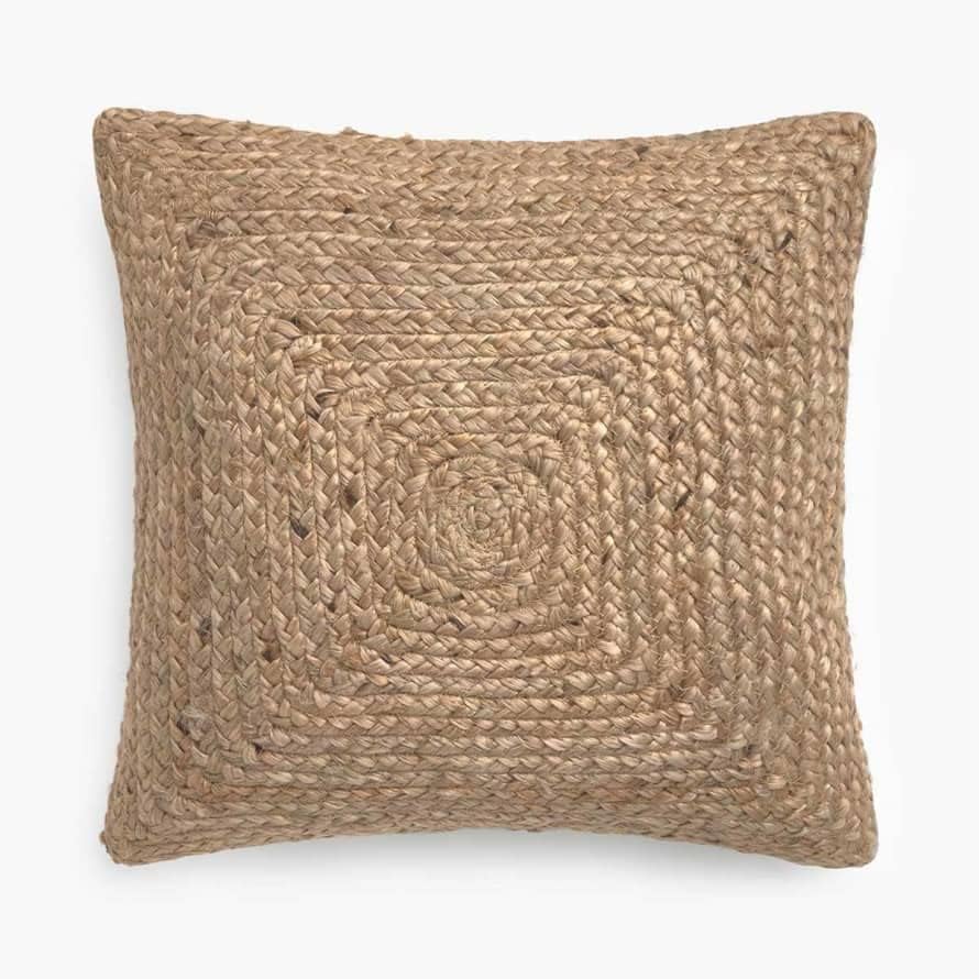 KLAVATE Fundas de cojín cuadradas de yute natural (18 x 18 pulgadas) tejidas a mano para sofá, decoración bohemia del hogar, funda de almohada