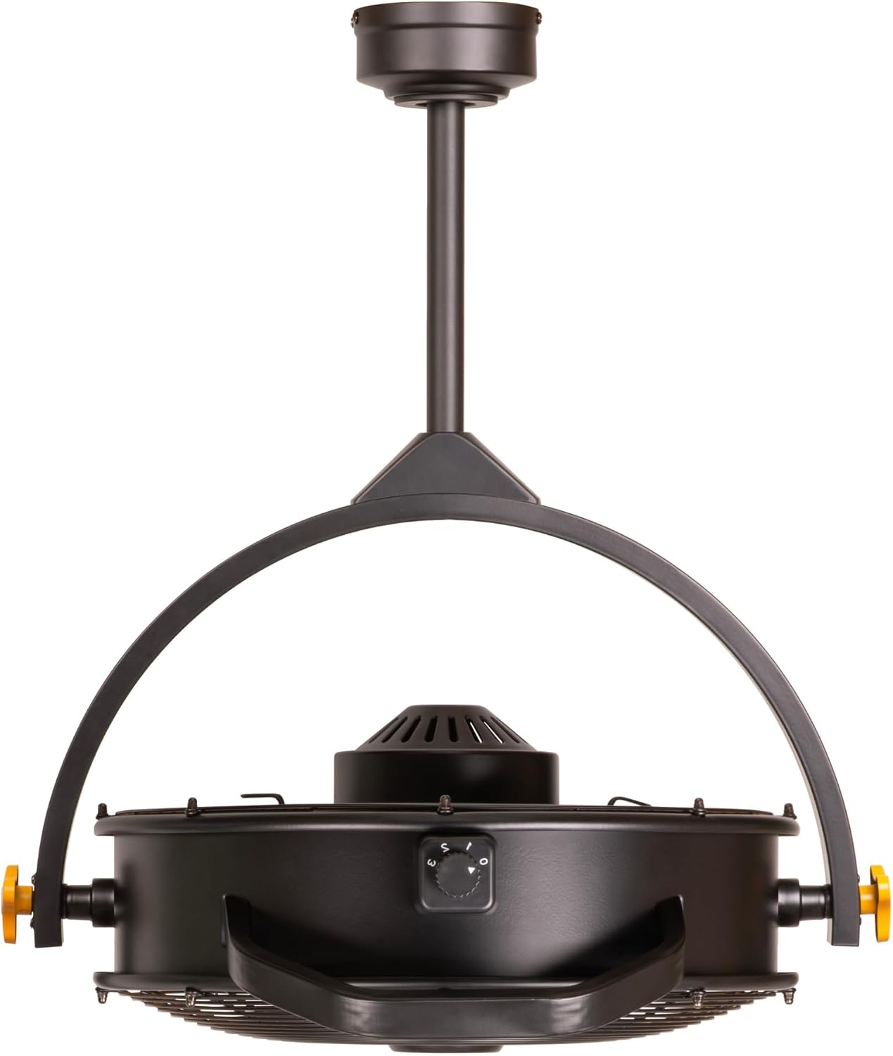 Mule 52007-45 Ventilador de garaje con cable enchufable montado en el techo de 18 pulgadas de 3 velocidades sin control remoto – negroamarillo