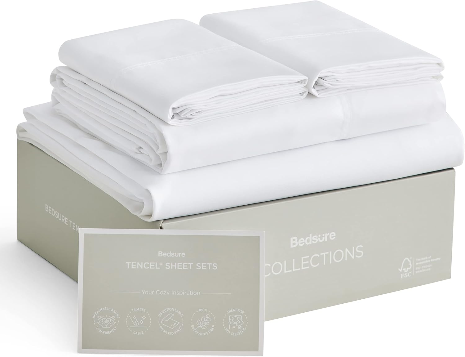 Bedsure Sábanas refrescantes California King, sábanas refrescantes para durmientes acalorados, suaves y sedosas, sábanas de Tencel transpirables,