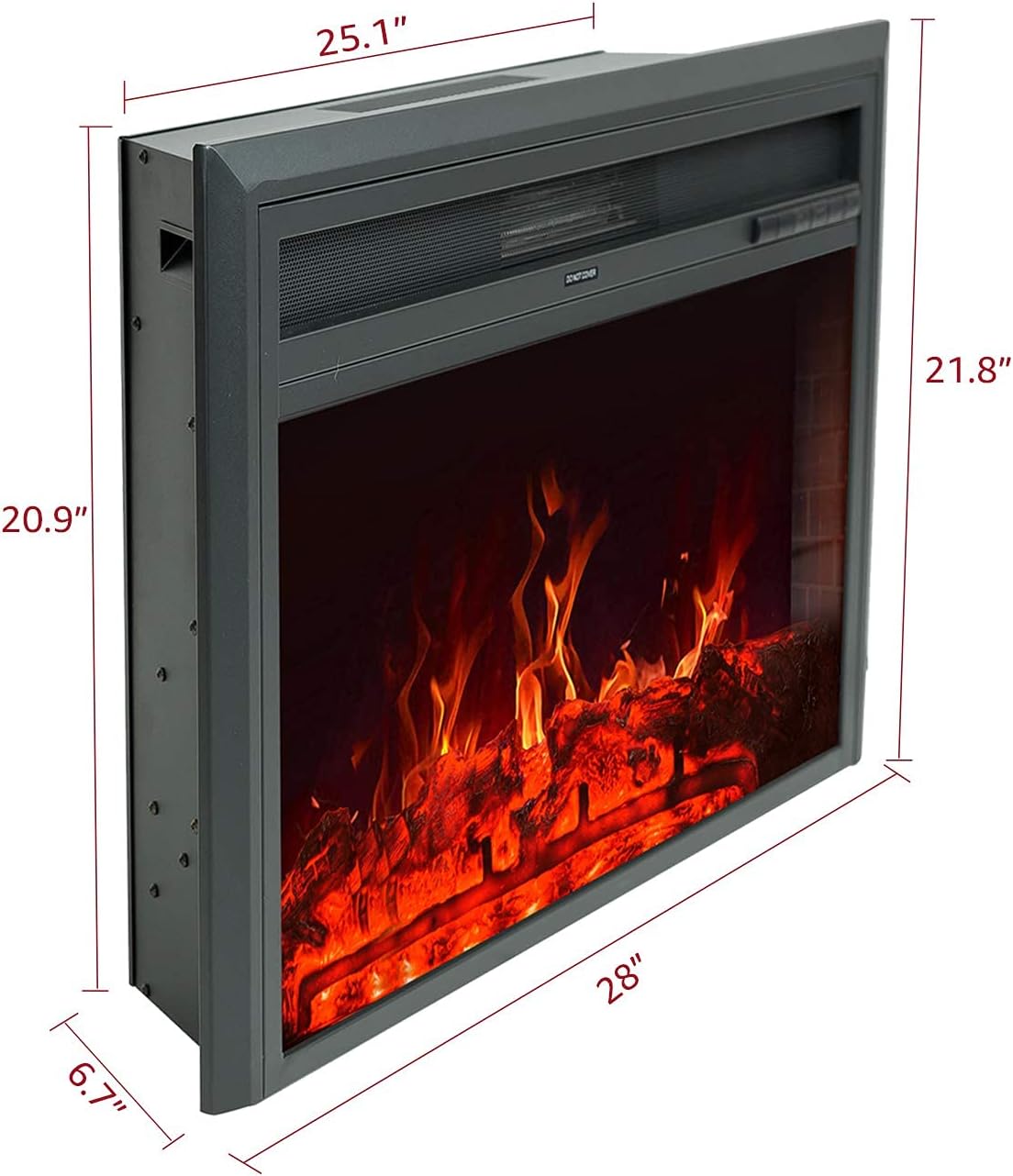FLAME&SHADE Insertar chimenea eléctrica, 28 pulgadas de ancho, calentador de habitación portátil independiente con temporizador, termostato digital