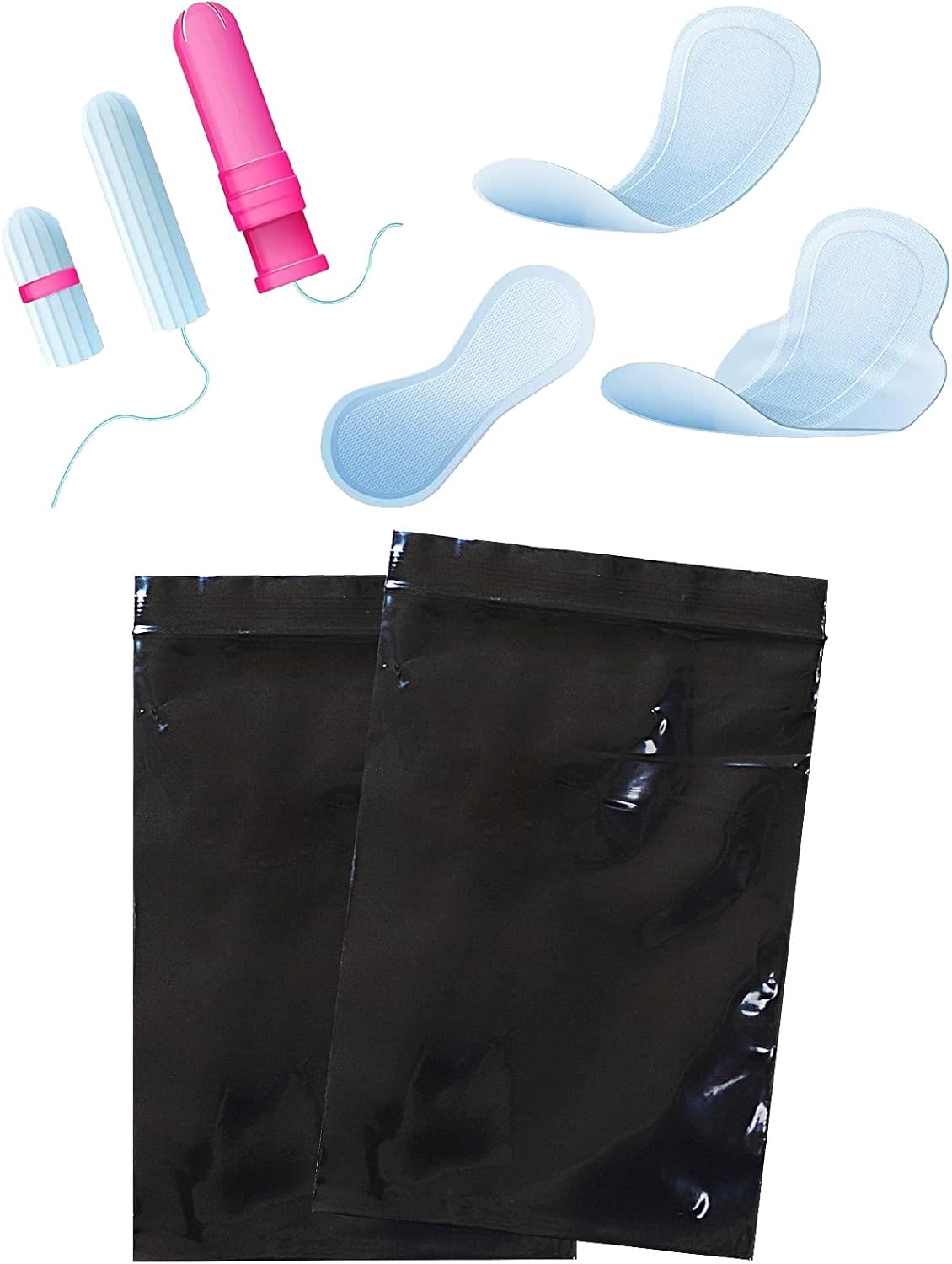 Bolsas de eliminación de servilletas sanitarias, 200 bolsas de eliminación de tampones, bolsas opacas negras femeninas, bolsas de eliminación