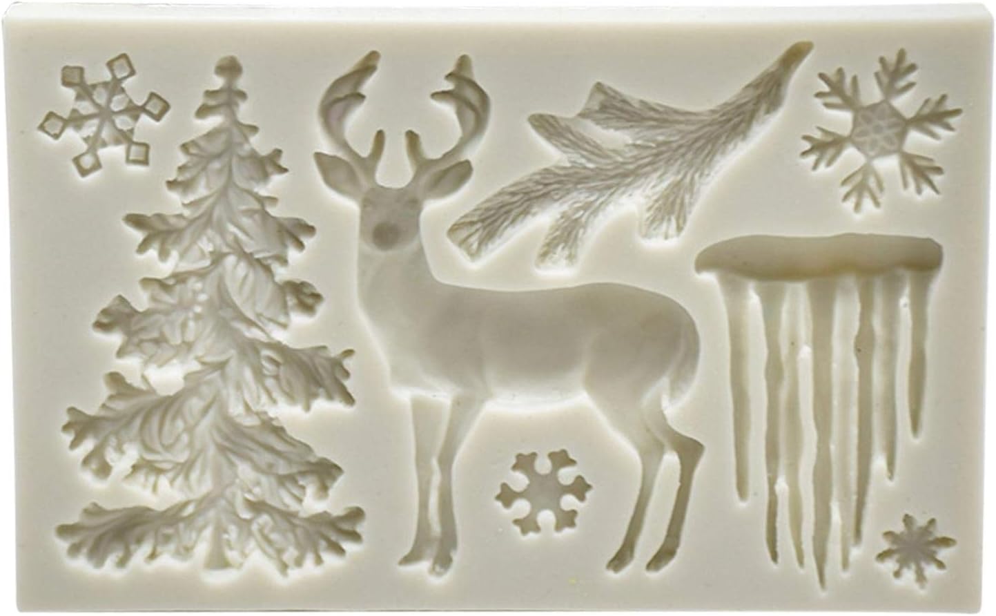 Moldes de chocolate de Navidad, molde de silicona 3D, diseño de ciervos con temática de Navidad, molde de fondant, molde de copo de nieve para hacer