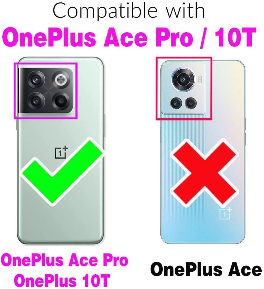Asuwish Funda para teléfono para OnePlus 10T 5GOne Plus Ace Pro Funda tipo cartera con protector de pantalla de vidrio templado y correa para la