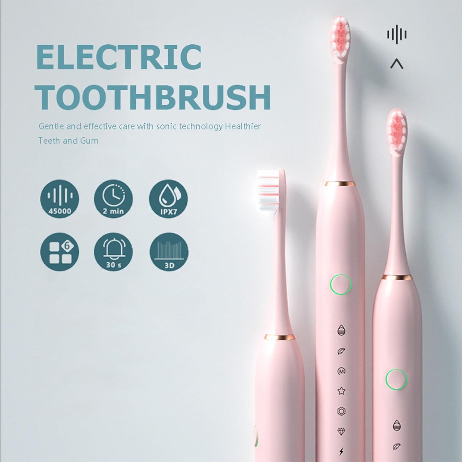 Cepillo de dientes eléctrico para adultos, cepillo de dientes eléctrico con 8 cabezales de cepillo y caja de cepillo de dientes, 6 modos de