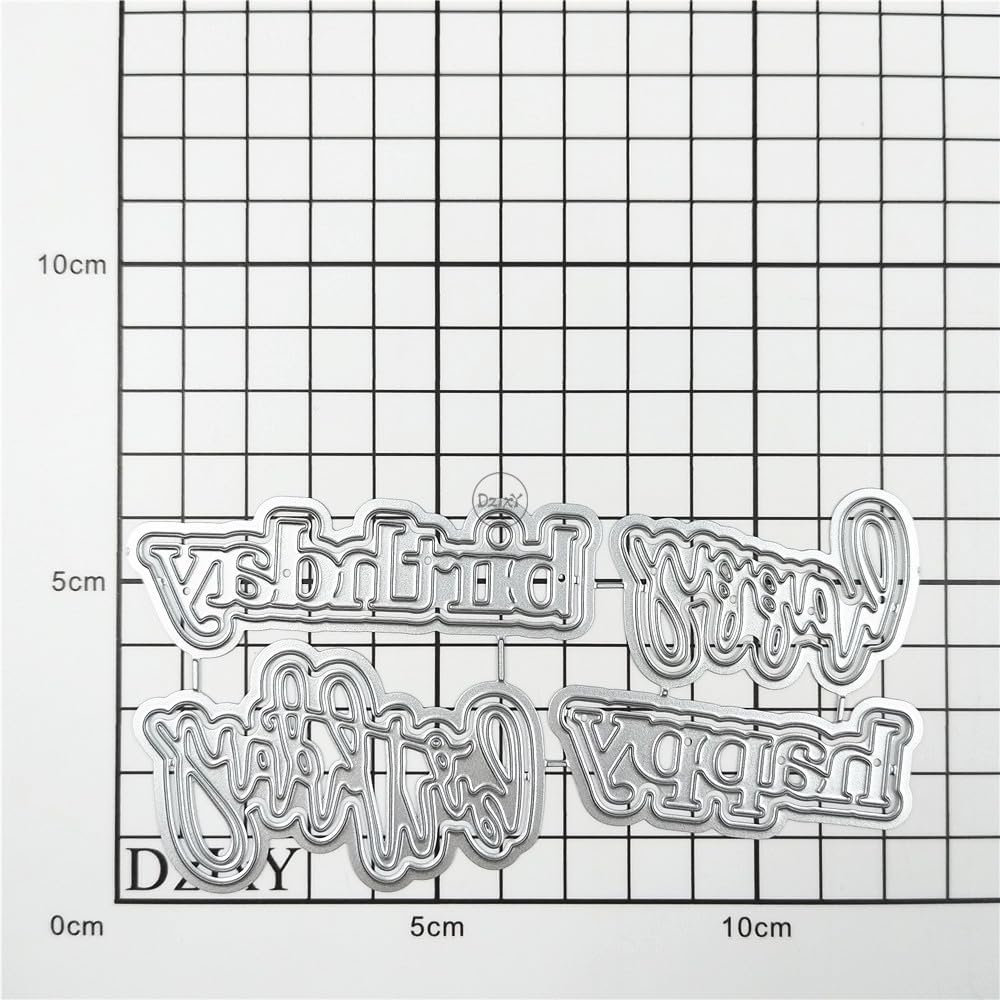 DzIxY Shadow Two Words Happy Birthday – Troqueles de corte de metal para hacer tarjetas, papel de relieve, troquelados, plantillas de máquina para