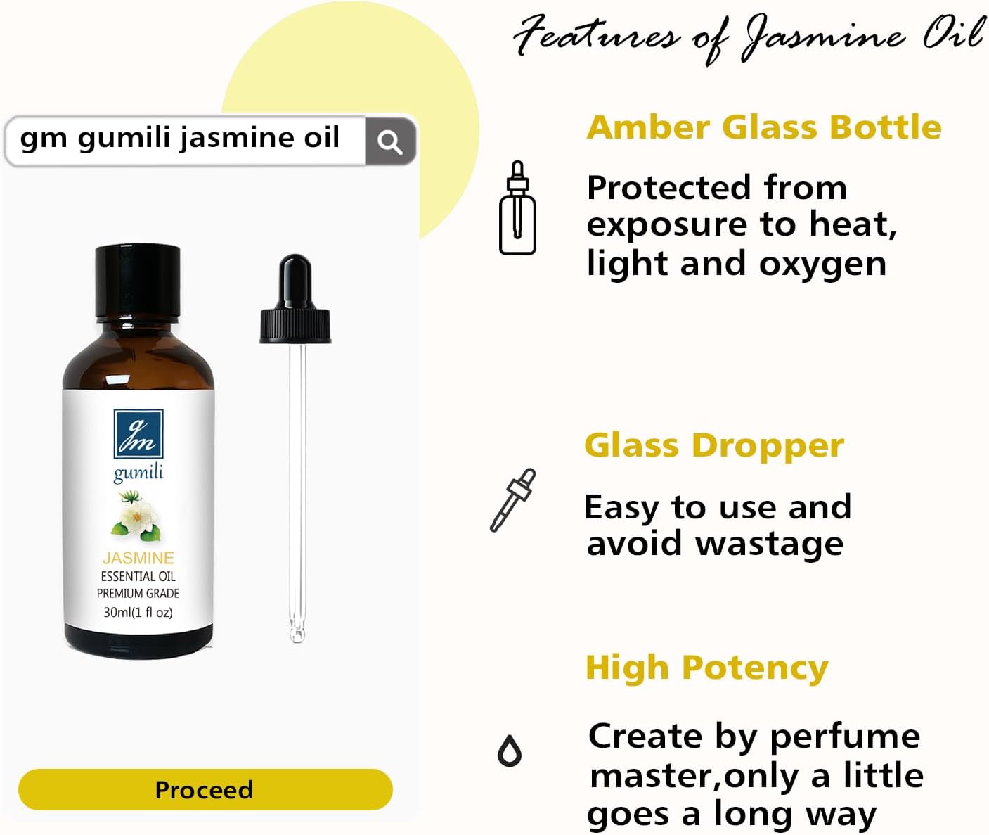 Aceite esencial de jazmín, aceite aromático para jabón, bolas de secador, difusores, lavandería, sales de baño, 1 onza