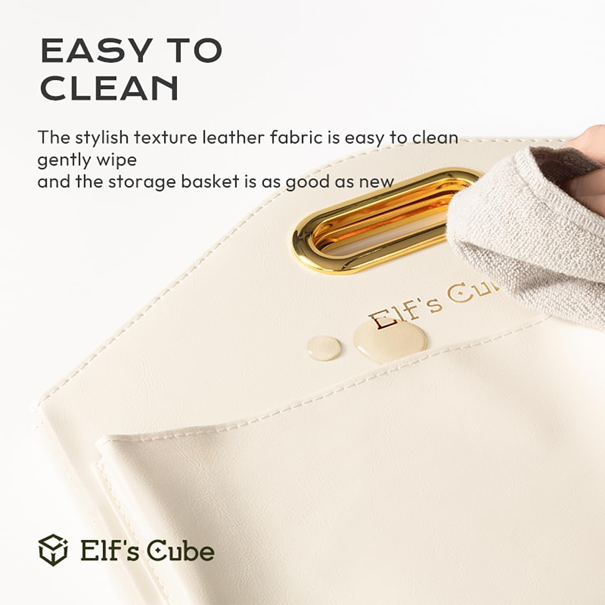 Elf’s Cube Almacenamiento de revistas blanco, revistero de cuero plegable, soporte para revistas con asas, cesta de almacenamiento multifunción para